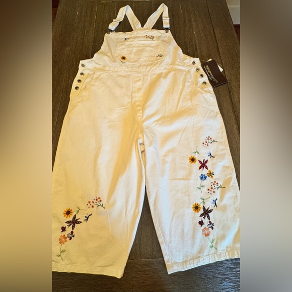 - AGAPO DENIM Vintage 90s Bib Capri Jean Overalls - Picture 4 of 14